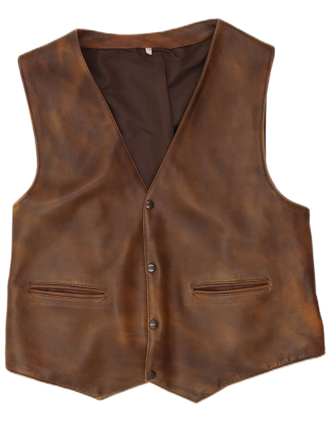 Vintage herre læder vest mellem brunt læder