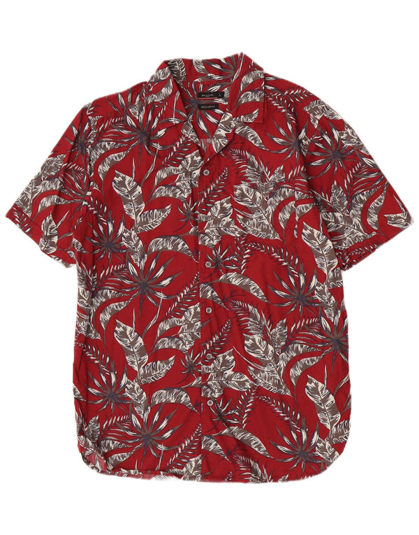 Pierre Cardin Herre Kortærmet Regular Fit Skjorte Large Burgundy Floral