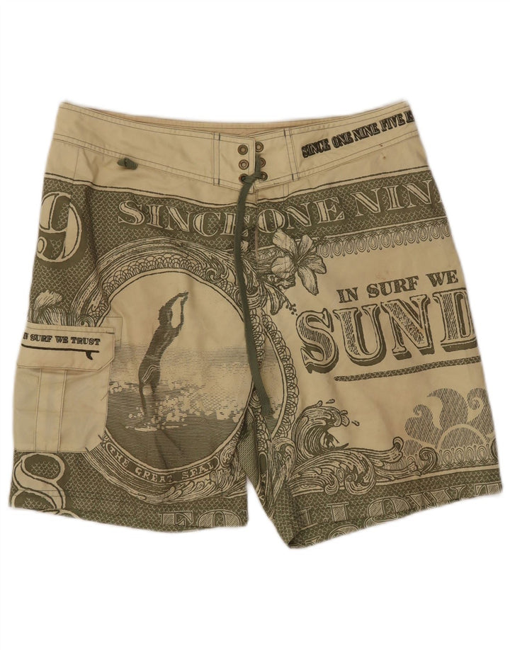 SUNDEK Grafiske badeshorts til mænd mellemgrøn polyester