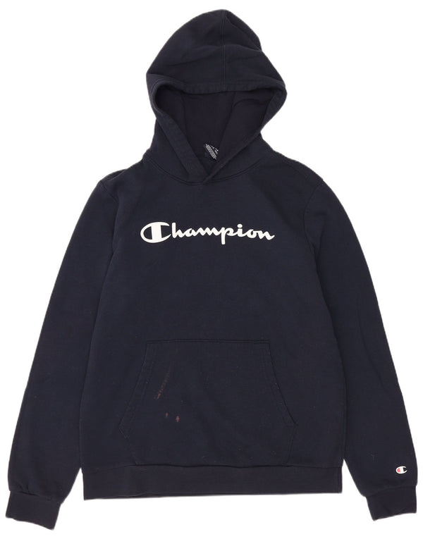 Champion Boys Graphic Hoodie Jumper 15-16 Years 2XL Navy Blue Cotton