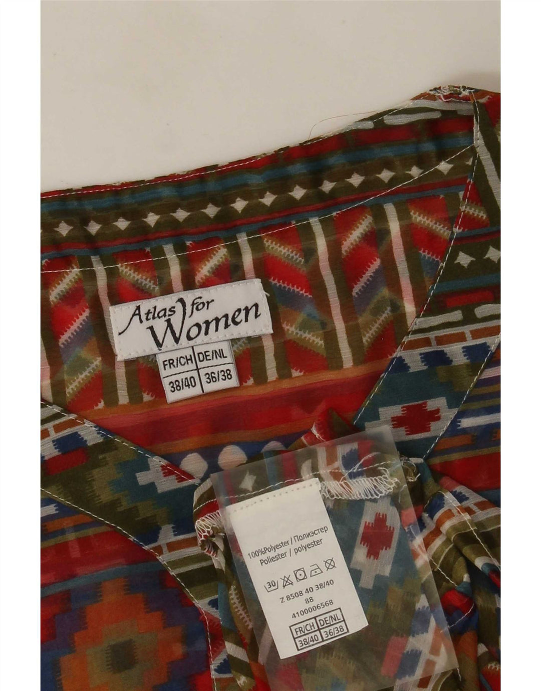 Vintage Dame bluse Top EU 38/40 Medium Flerfarvet Geometrisk