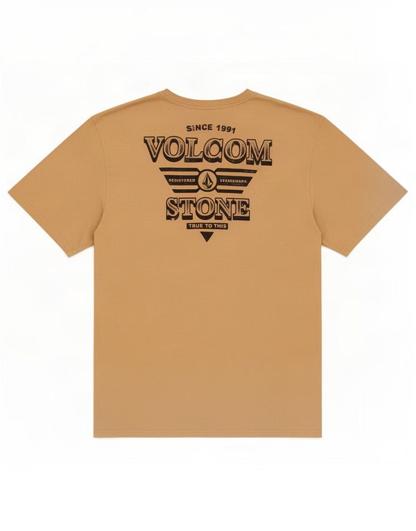Volcom Herre Modern Fit Grafisk T-Shirt Top 2XL Beige Bomuld