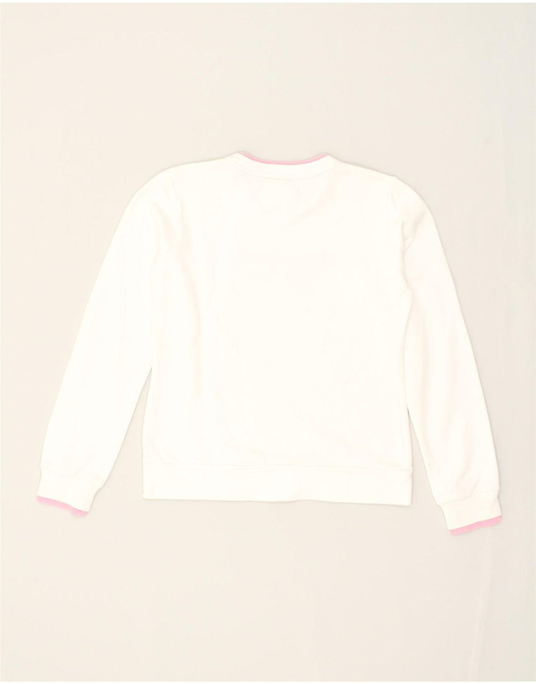 CHAMPION Girls Graphic Sweatshirt Jumper 11-12 Years Large  White Cotton | Vintage Champion | Thrift | Second-Hand Champion | Used Clothing | Messina Hembry 