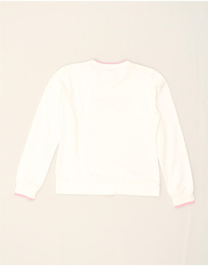 CHAMPION Girls Graphic Sweatshirt Jumper 11-12 Years Large  White Cotton | Vintage Champion | Thrift | Second-Hand Champion | Used Clothing | Messina Hembry 