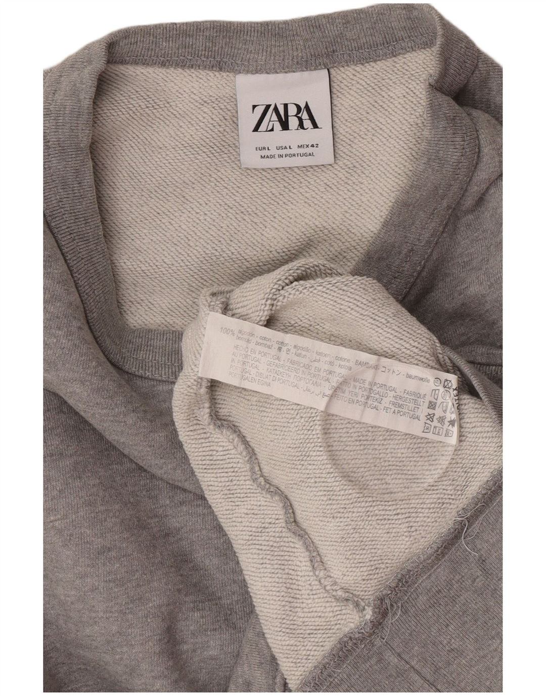 Zara Herre Sweatshirt Jumper Stor Grå Bomuld