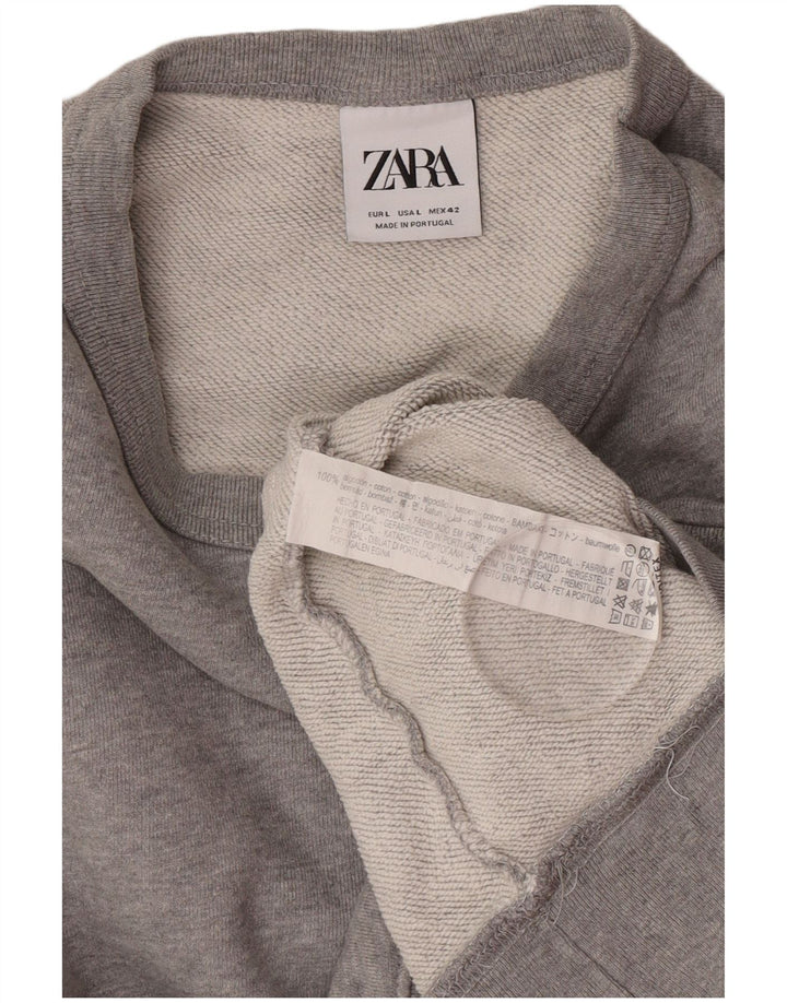 Zara Herre Sweatshirt Jumper Stor Grå Bomuld