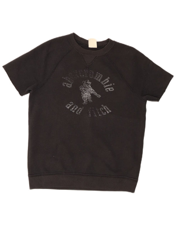 Abercrombie & Fitch Girls Graphic Sweatshirt Jumper 15-16 år XL Sort