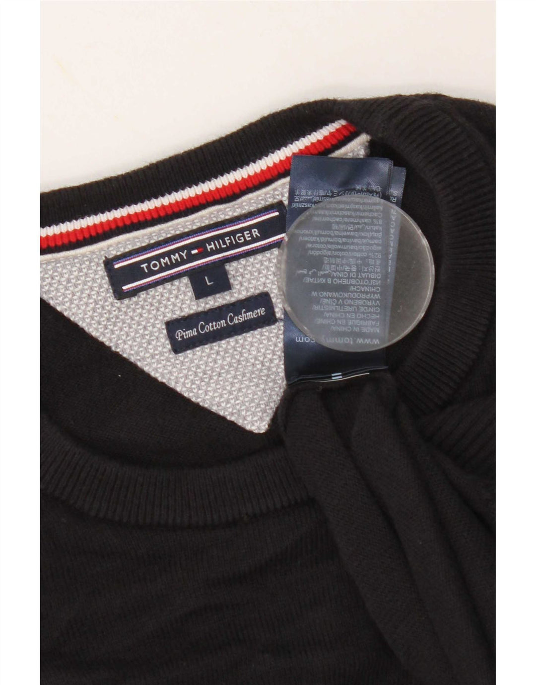 Tommy Hilfiger Herre Crew Neck Jumper Sweater Stor Sort Bomuld