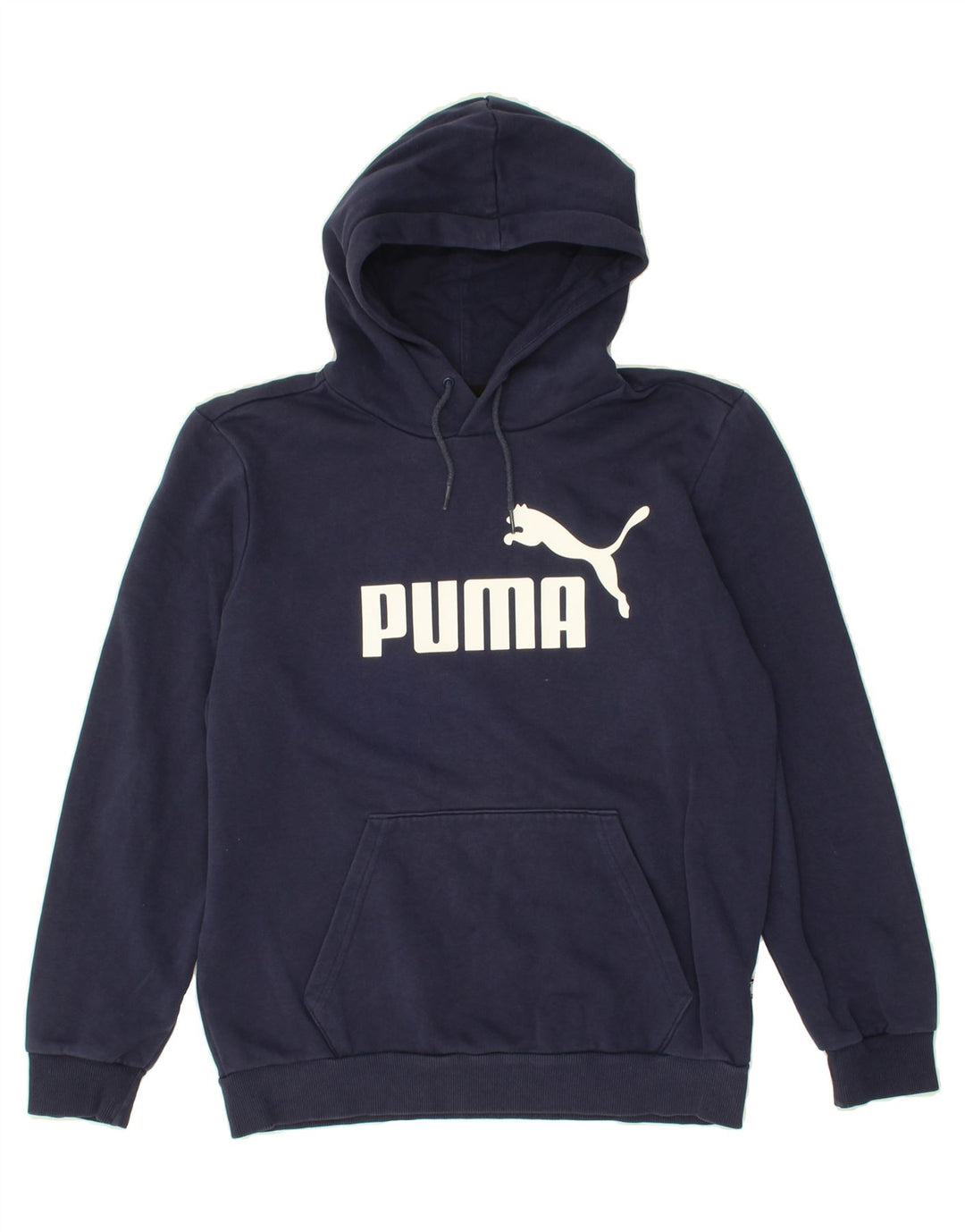 PUMA Mens Graphic Hoodie Jumper Small Navy Blue Vintage Puma and Second-Hand Puma from Messina Hembry 