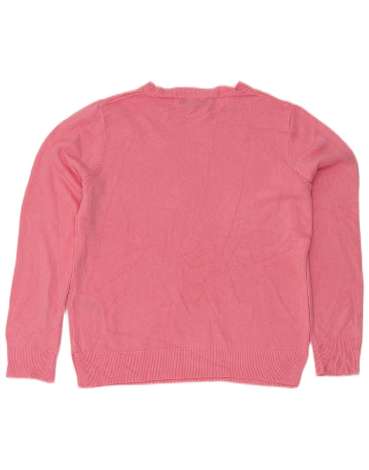 MARKS & SPENCER Dame sweater med rund hals DK 12 Medium Pink Akryl