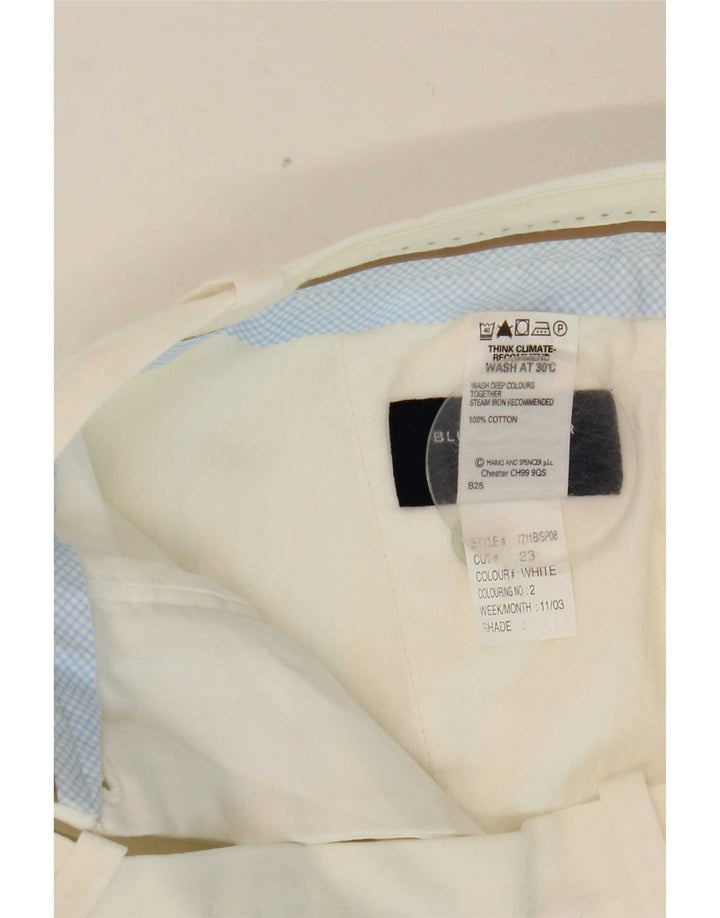 Marks & Spencer Dame Blue Harbor Chino Shorts W32 Large White Bomuld