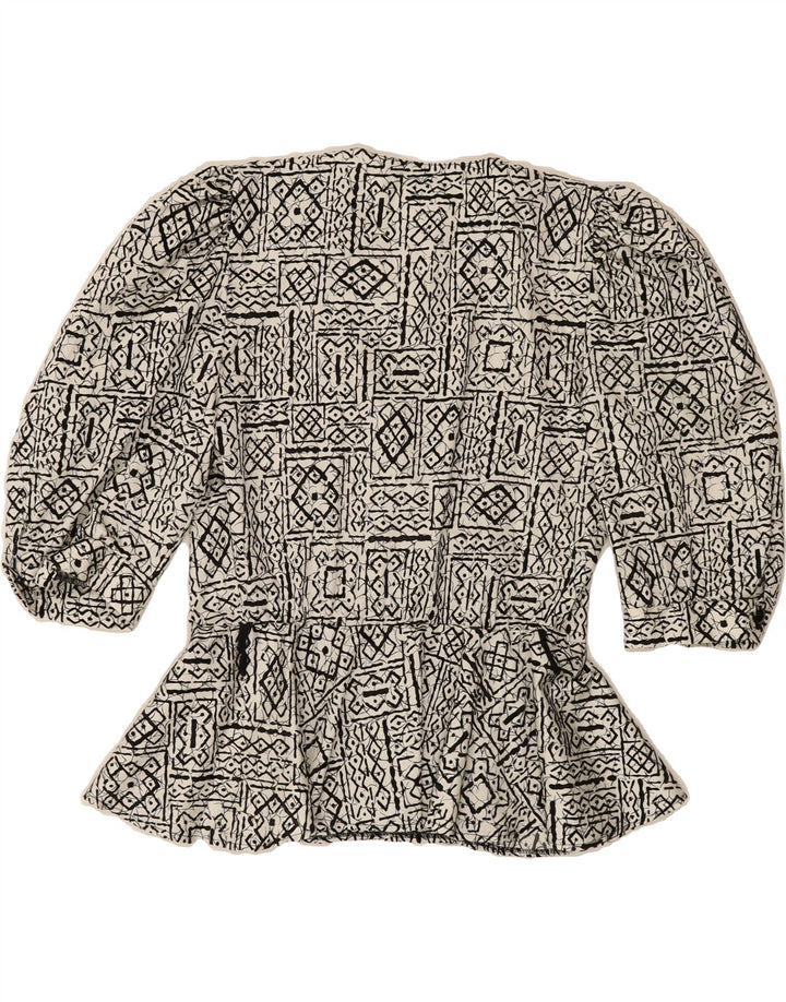 YOUR SIXTH SENSE Womens Shirt Blouse US 12 Large White Geometric Vintage Your Sixth Sense and Second-Hand Your Sixth Sense from Messina Hembry 