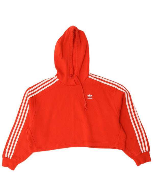 Adidas Dame Crop Oversized Hoodie Jumper UK 10 Small Red Bomuld