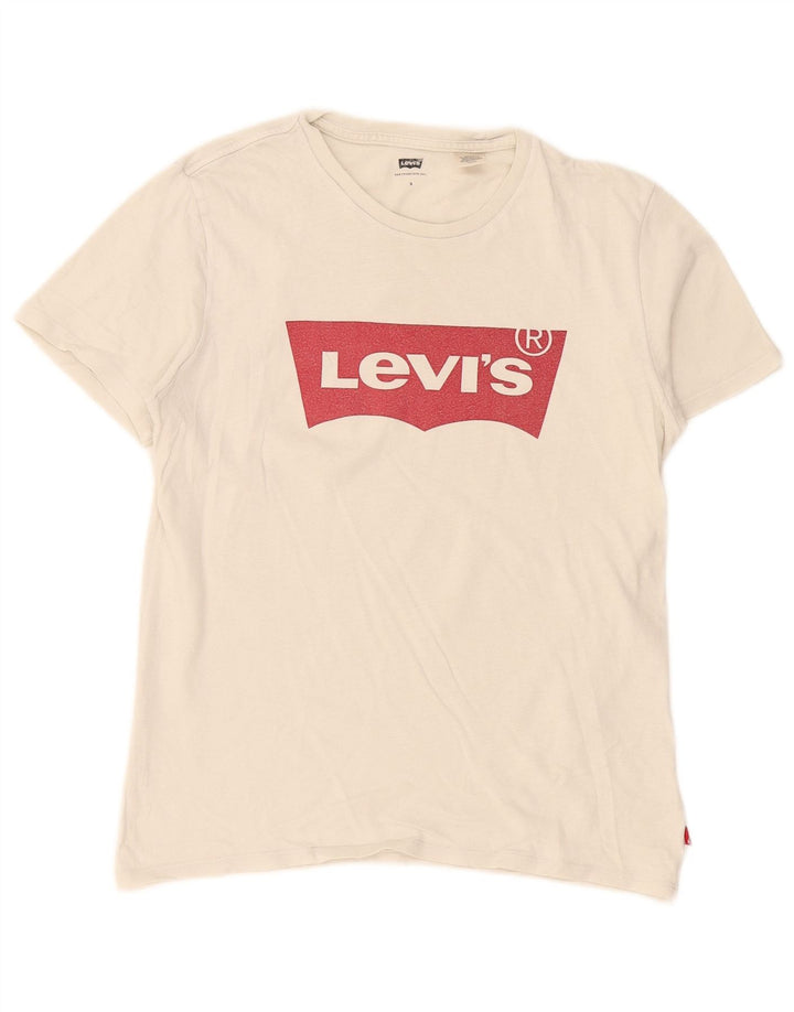 Levi's Dame Oversized grafisk T-shirt Top UK 10 Small White
