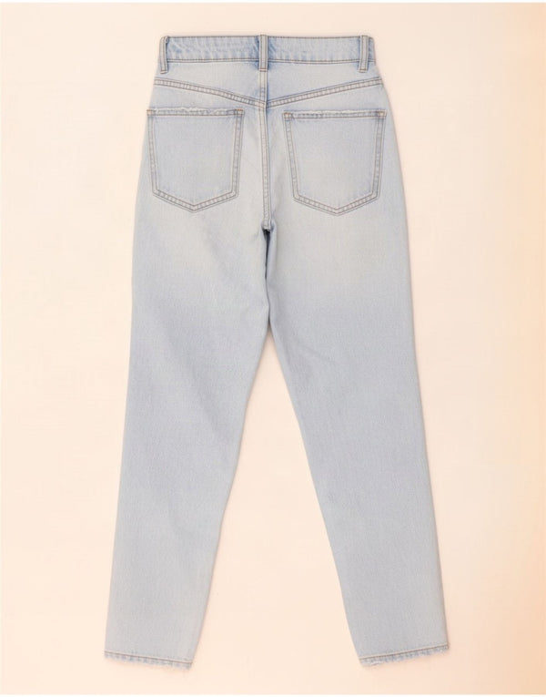 Zara Dame Distressed High Waist Jeans EU 32 2XS W22 L26 Blå