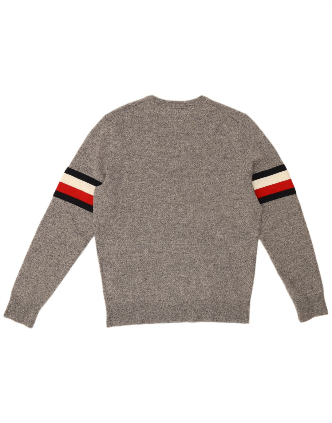 TOMMY HILFIGER Herre sweater med rund hals, mellemgrå Colourblock Uld