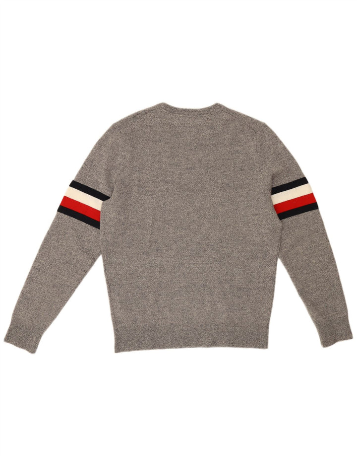 TOMMY HILFIGER Herre sweater med rund hals, mellemgrå Colourblock Uld