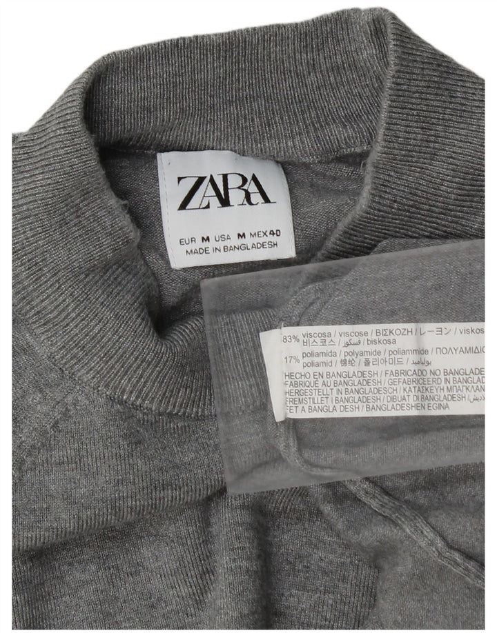 Zara Herre Turtle Neck Jumper Sweater Medium Grey Viscose