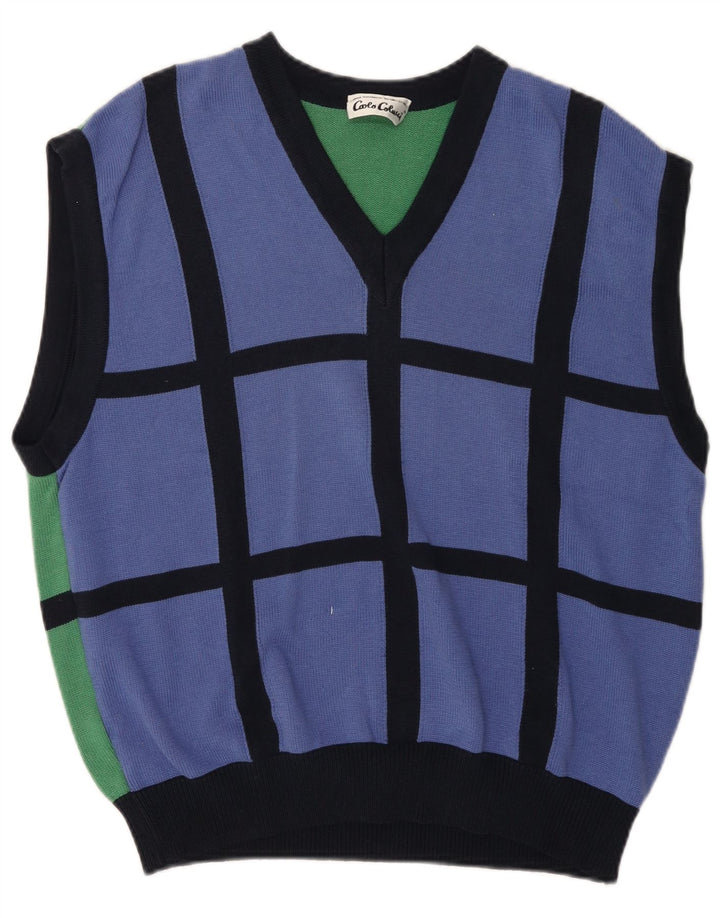 CARLO COLUCCI Damevest Tank Top IT 52 2XL Blå Colourblock Polyacryl