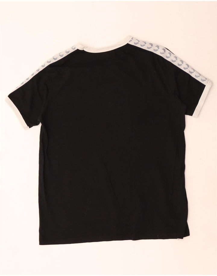 Fred Perry Herre grafisk T-shirt Top Medium Sort Colourblock Bomuld