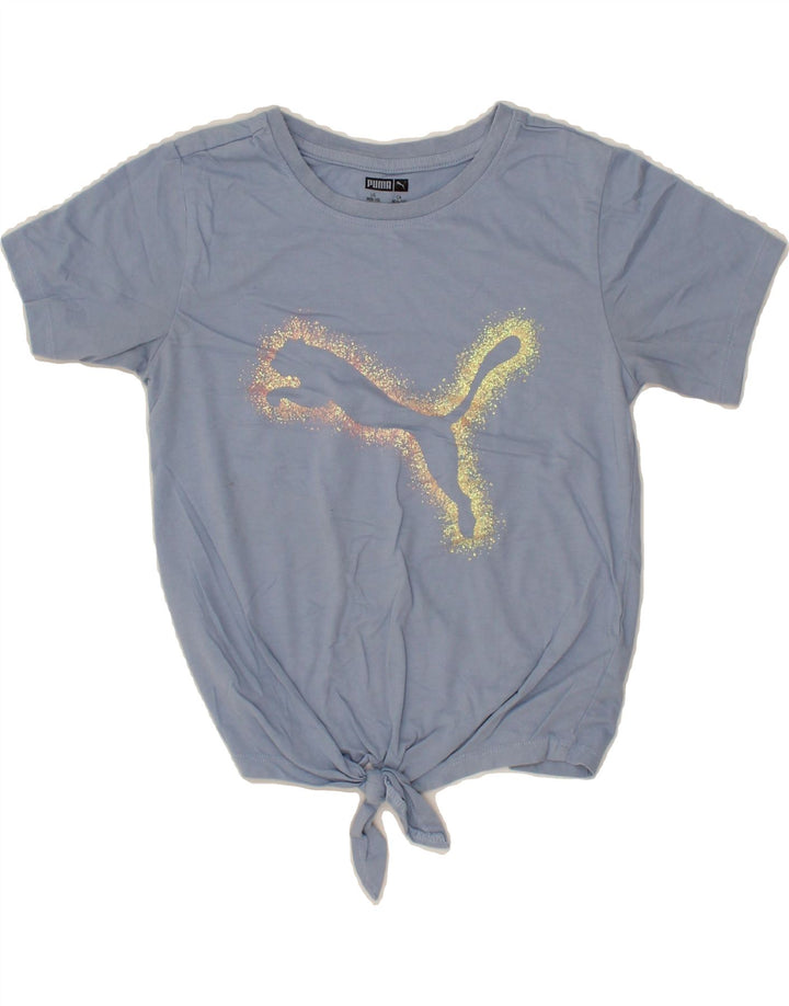 PUMA Womens Front Tie Graphic T-Shirt Top US 8/10 Medium Blue Cotton Vintage Puma and Second-Hand Puma from Messina Hembry 