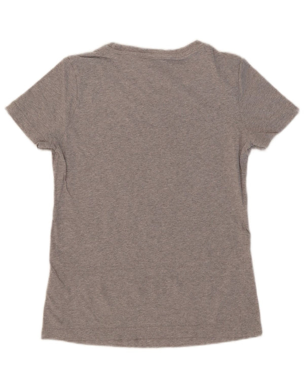Adidas Dame Grafisk T-Shirt Top UK 12/14 Medium Grey Bomuld