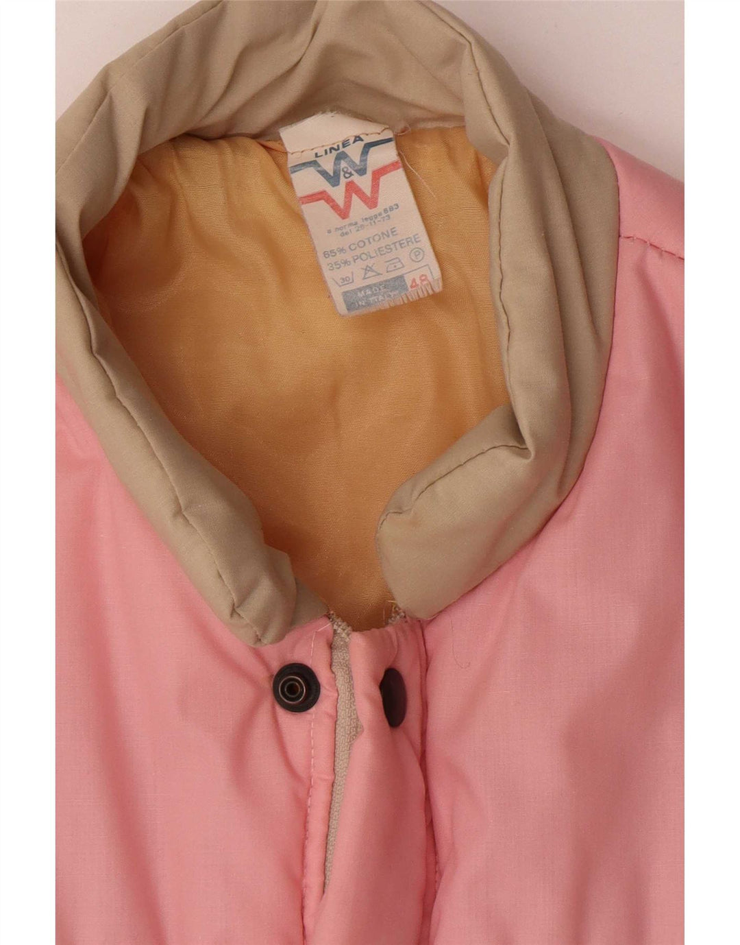 Vintage polstret herrejakke IT 48 Medium Pink Colourblock Bomuld