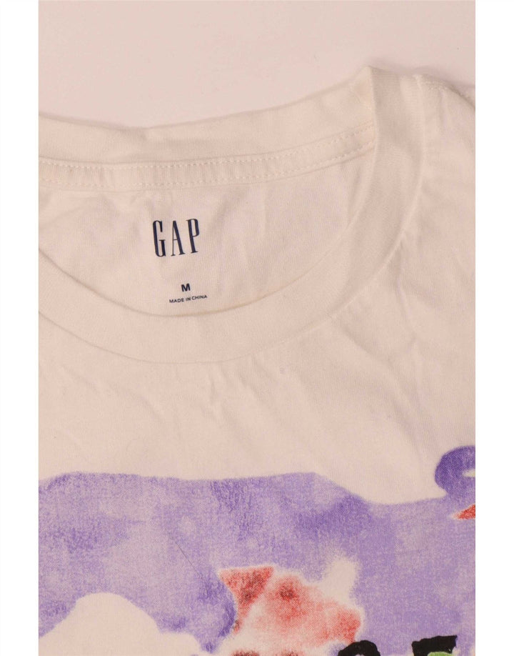 Gap Herre Grafisk T-Shirt Top Medium Hvid Bomuld