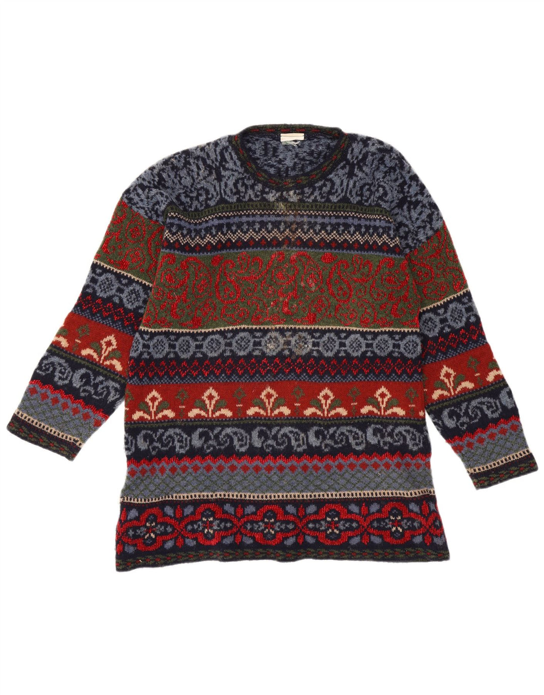 Vintage mænd med rund hals sweater IT 44 Medium Flerfarvet Fair Isle