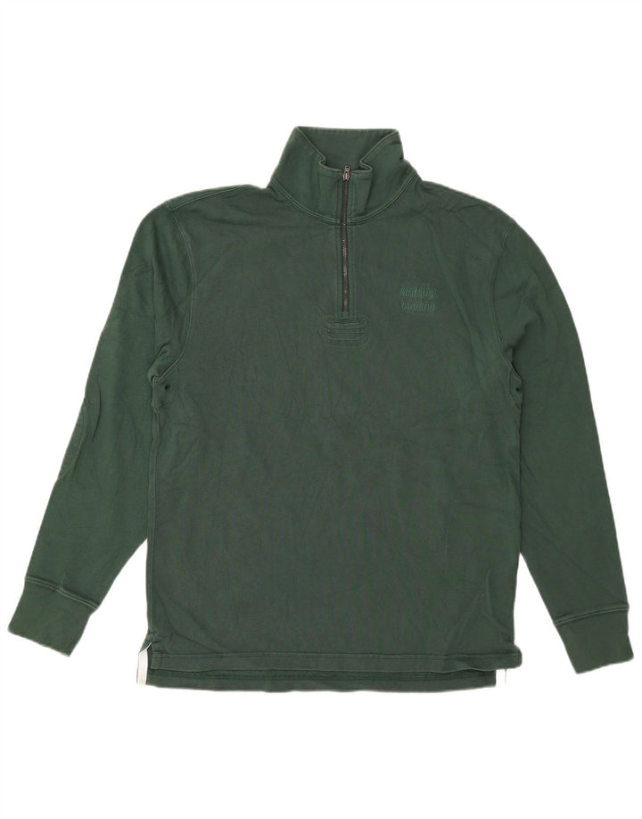 J. Crew Herre Zip Neck Sweatshirt Jumper Lille Grøn Bomuld