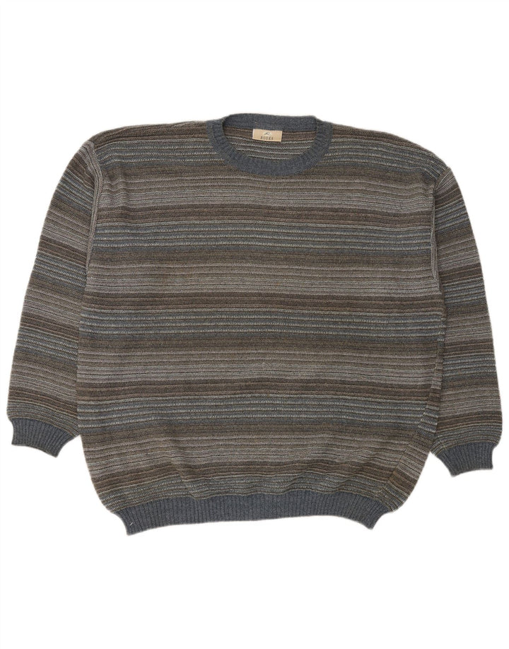 RODES Herre rund hals sweater 2XL flerfarvet stribet bomuld