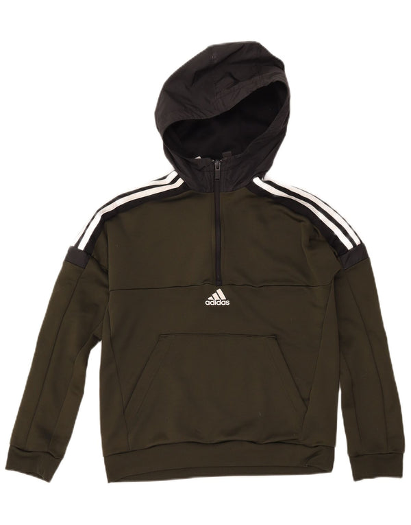 ADIDAS Aeroready hættetrøje med lynlås til drenge 11-12 år Grøn polyester