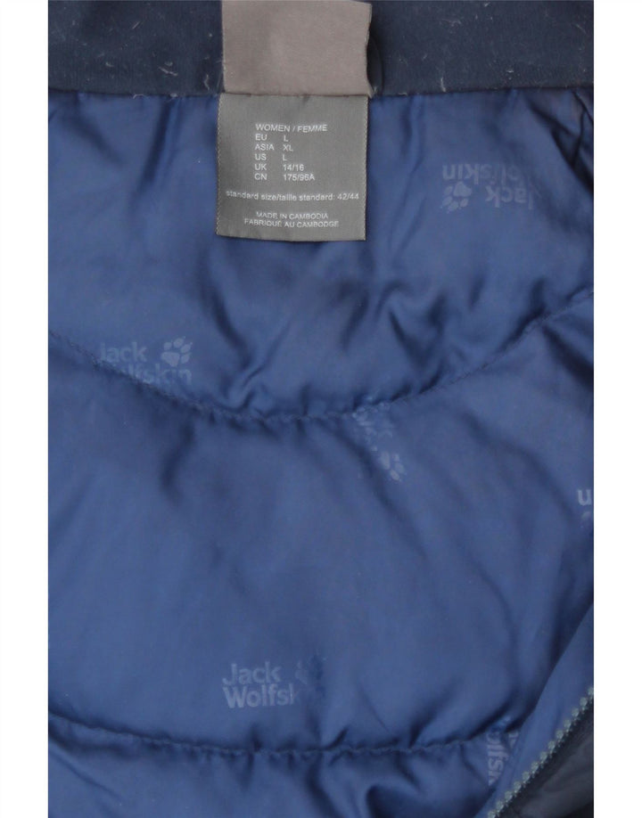 Jack Wolfskin Dame Hætte Polstret Frakke UK 14/16 Large Navy Blue Polyester