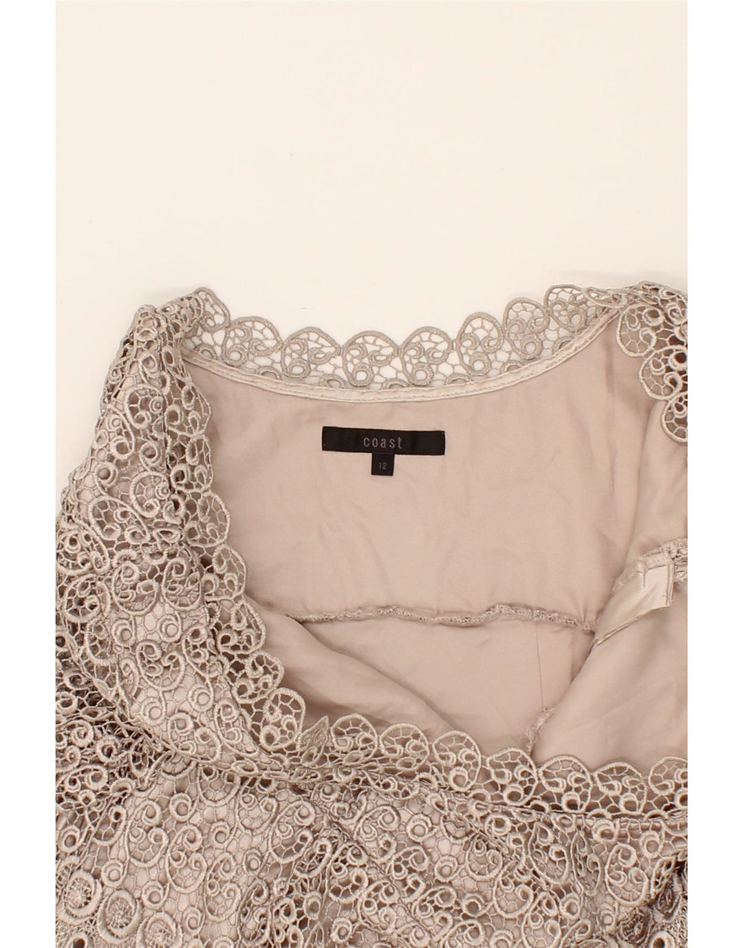 COAST Womens Sheath Dress UK 12 Medium Grey Floral Polyester Vintage Coast and Second-Hand Coast from Messina Hembry 