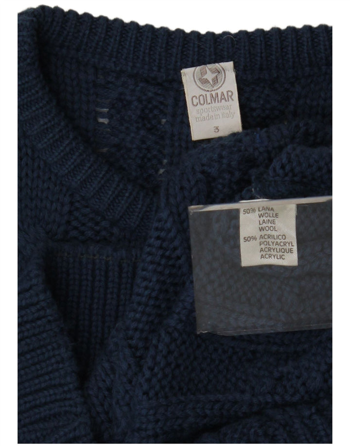 Colmar Herre Button Neck Jumper Sweater Medium Navy Blue Uld