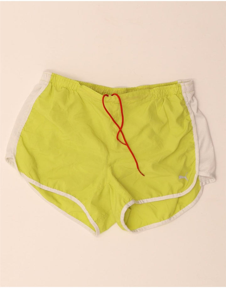 PUMA Sportsshorts til kvinder UK 14 Large Yellow Colourblock Polyester