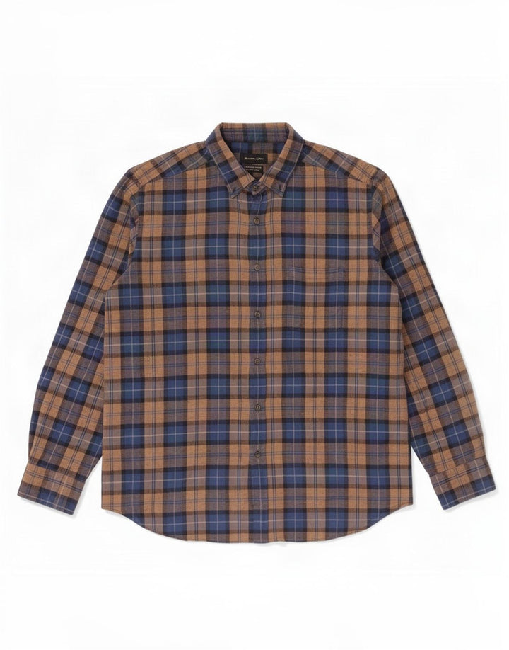 Massimo Dutti herre flannel skjorte 2XL brun ternet