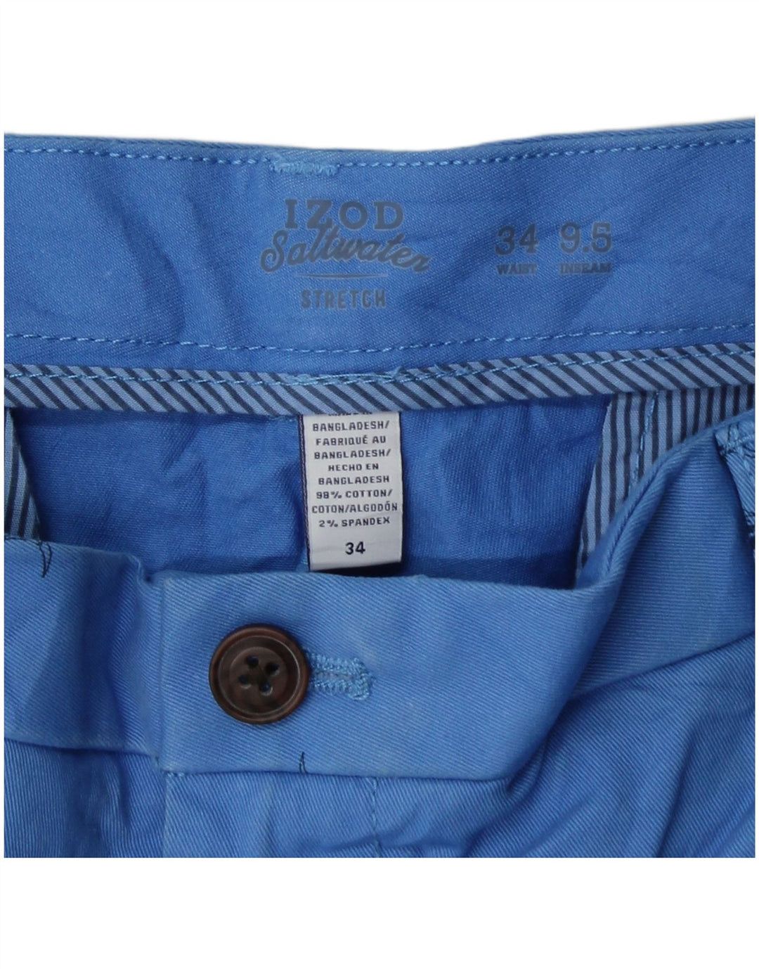 IZOD Saltvand Chino-shorts til mænd W34 Stor blå plettet bomuld