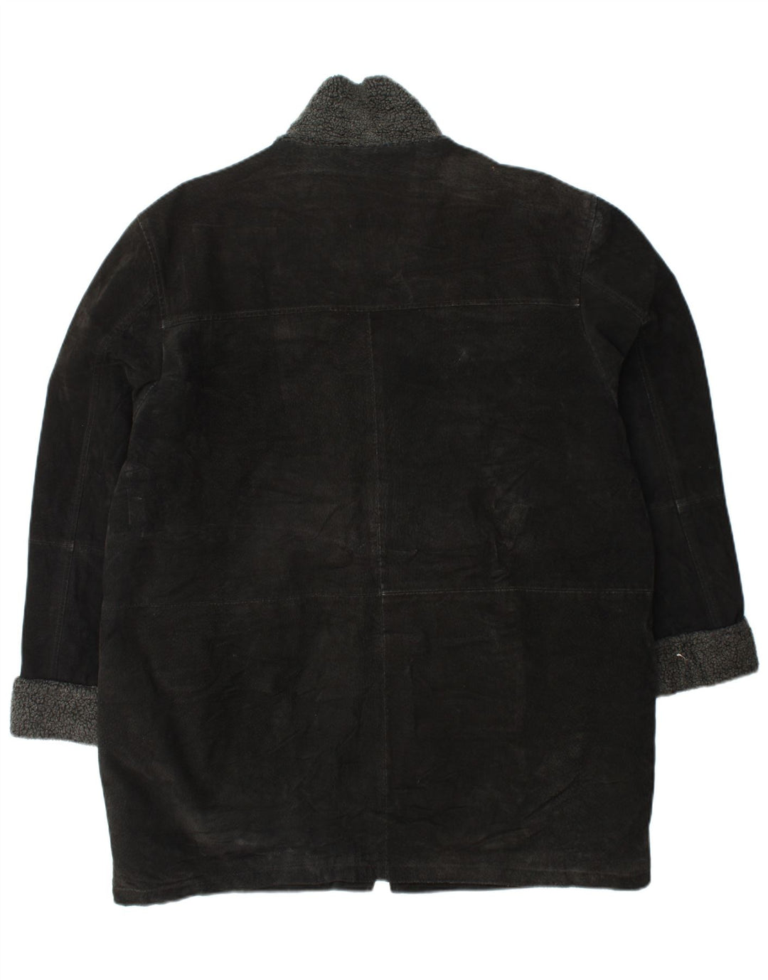 VINTAGE ruskindsfrakke til kvinder UK 18 XL sort læder