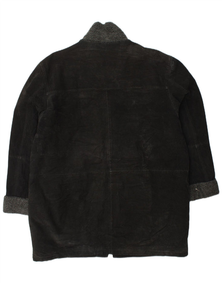 VINTAGE ruskindsfrakke til kvinder UK 18 XL sort læder