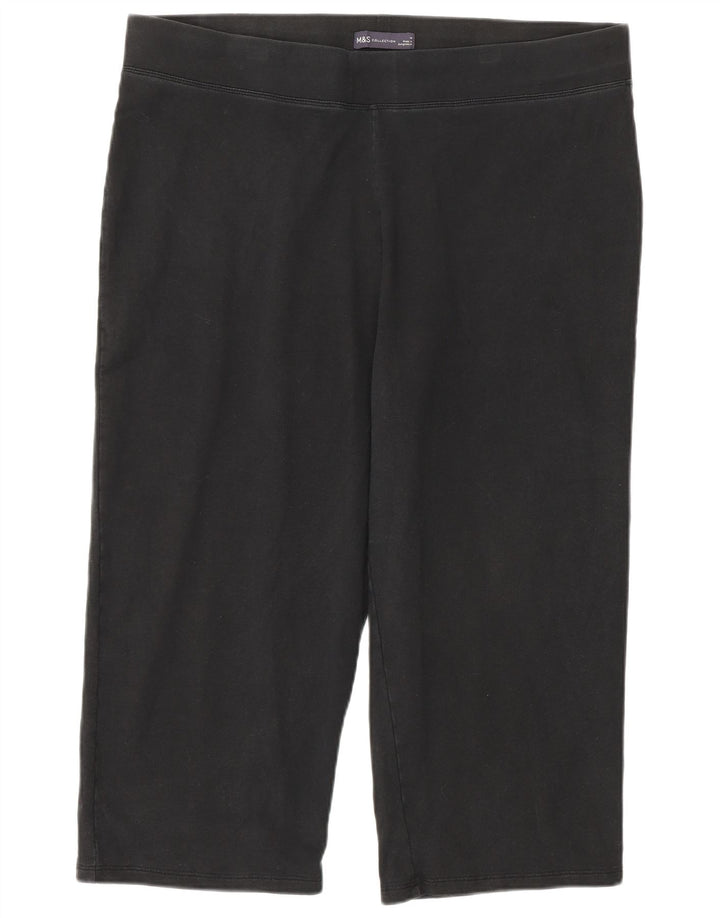 Marks & Spencer Dame Capri Leggings UK 18 XL Sort Bomuld