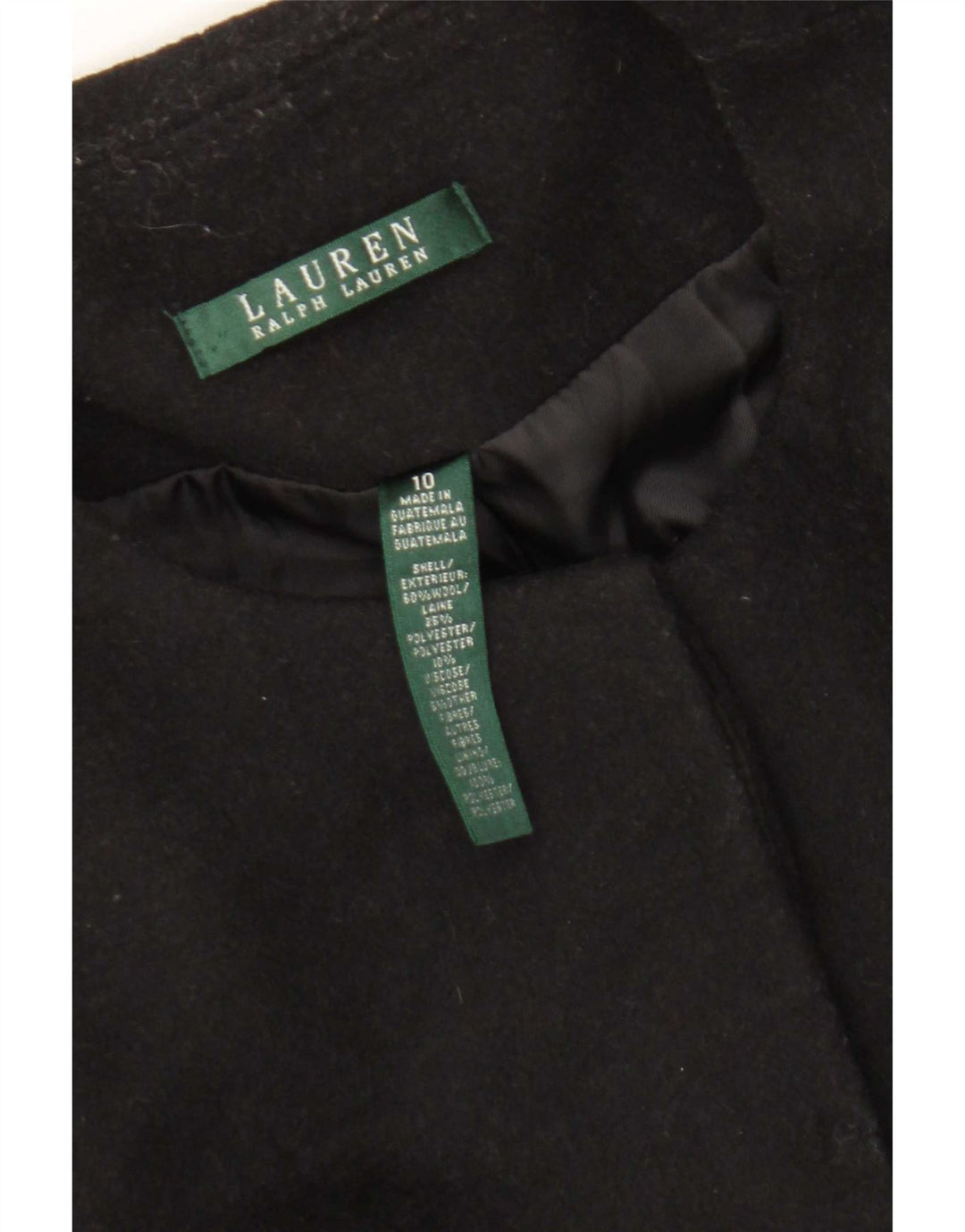 Ralph Lauren Dame Overfrakke US 10 Stor Sort Uld