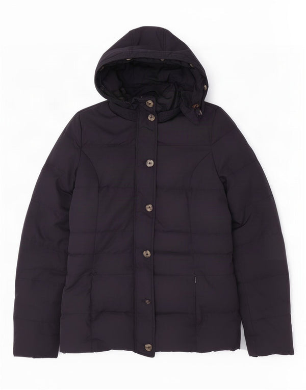 Tommy Hilfiger Womens Hooded Padded Jacket UK 12 Medium Navy Blue Polyester