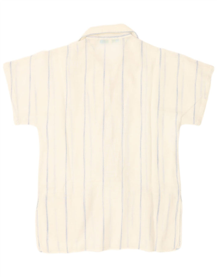 Cacharel Dame Kortærmet Pullover Shirt UK 12 Medium White Pinstripe