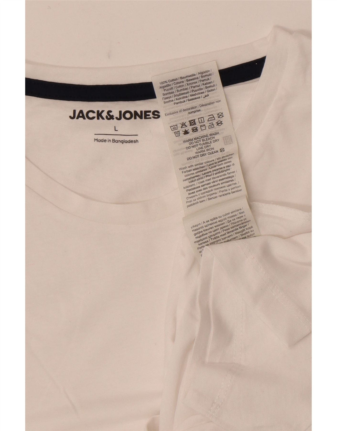 Jack & Jones Herre T-Shirt Top Stor Hvid Bomuld