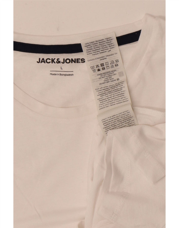 Jack & Jones Herre T-Shirt Top Stor Hvid Bomuld