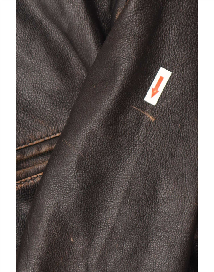 Bomboogie Herre Læder Bomber Jacket UK 42 XL Brun Læder