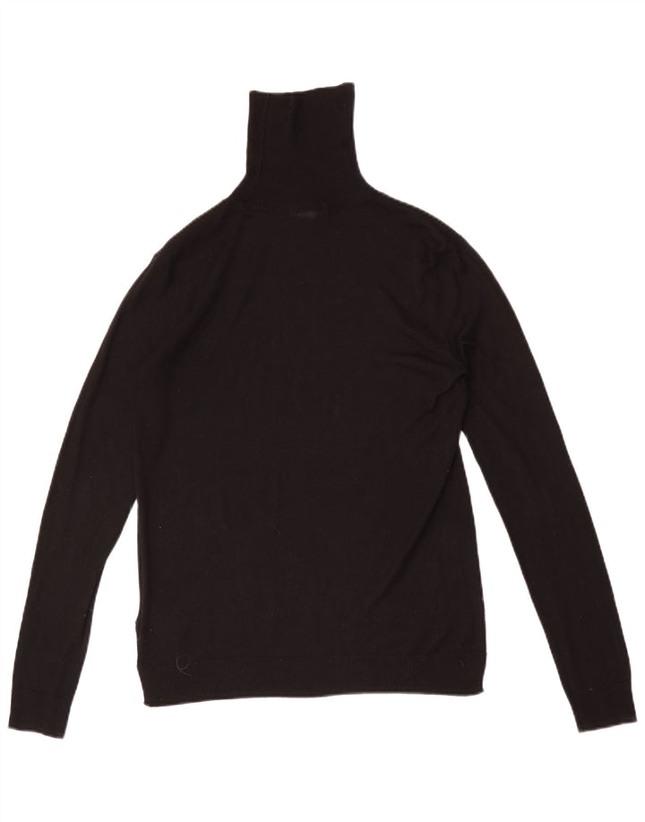 Basic Dame Roll Neck Jumper Sweater UK 10 Small Black Acryl