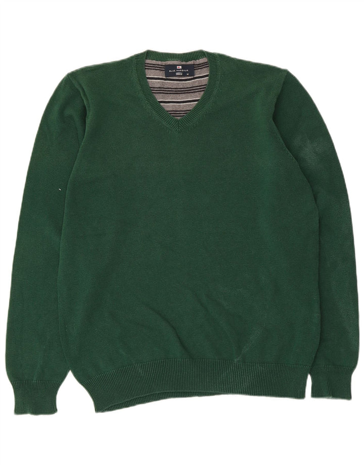 Marks & Spencer Herre Blue Harbor V-hals sweater mellemgrøn bomuld