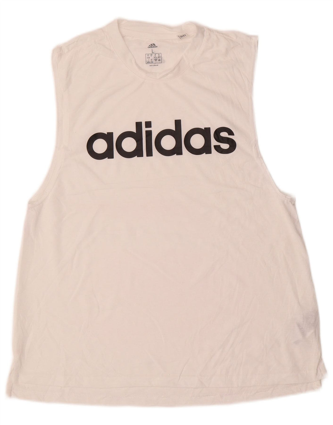 ADIDAS grafisk vest top til kvinder 16/18, stor hvid polyester